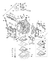 Блок цилиндров и крышки 4-Х ТАКТНОГО ПЛМ MERCURY F15 Серийный номер от 0P075166  до 0P400999